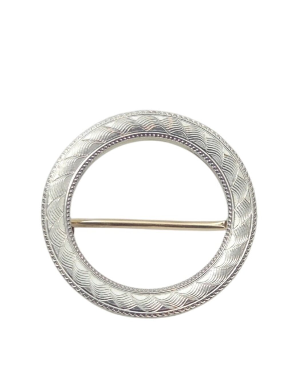 14K Yellow and White Gold Diamond-Cut Circular Pin #25146